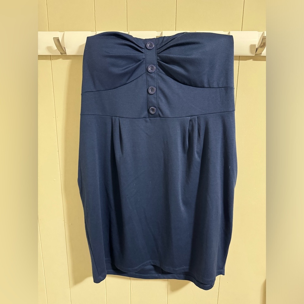 Torrid 3 3x 22/24 strapless button dress navy blue stretch club party vintage